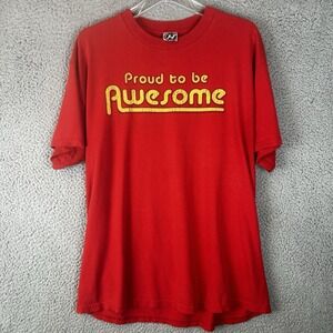 Vtg Hybrid Shirt Mens XL Red Proud To Be Awesome Tee Humor Funny Slogan Y2K